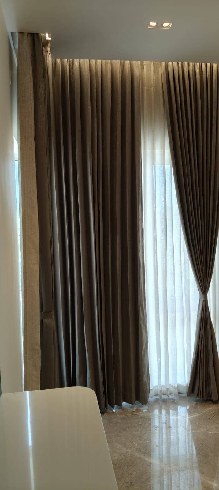 Luxury sheer curtains for modern balcony sliding door interiors in Chennai